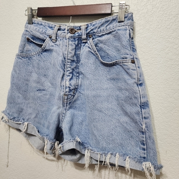 Edwin Blue Denim High Waist Shorts Size S - Picture 2 of 7